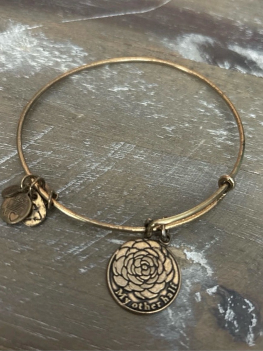 Alex and Ani Gold Floral 'My Other Half' Charm Bangle